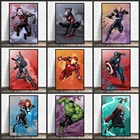 Картина на холсте с супергероями Марвел, аниме, Человек-паук, Железный человек, Постер Капитана Америка, Настенная картина для домашнего декора