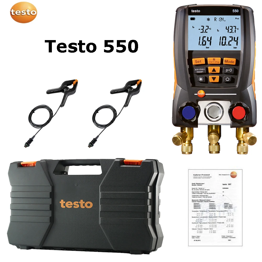 Цифровой манометр Testo 550 2 зажима клапана система для HVAC 0563 1550 Встроенный 60
