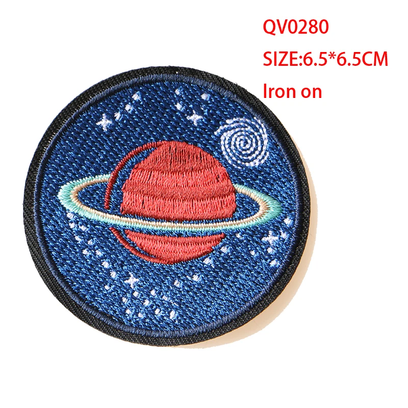 Cute round UFO icon Embroidered Iron on Patches for Clothing DIY Stripes Clothes Patchwork Stickers Children Custom Badges |