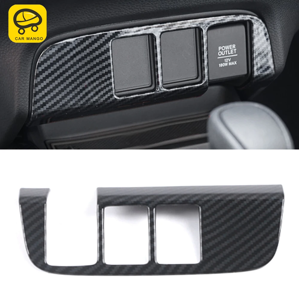 

CarMango for Honda Fit 2020 2021 Car Accessories Center Power Outlet Panel Cover Sticker Trim Frame Interior Decoration