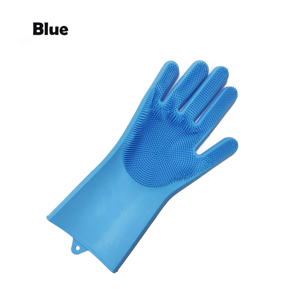 Blue right 1 шт Силиконовые перчатки для мытья посуды с чистящей щеткой, перчатки для мытья кухонной посуды, перчатки для мытья посуды - Цвет: Blue right
