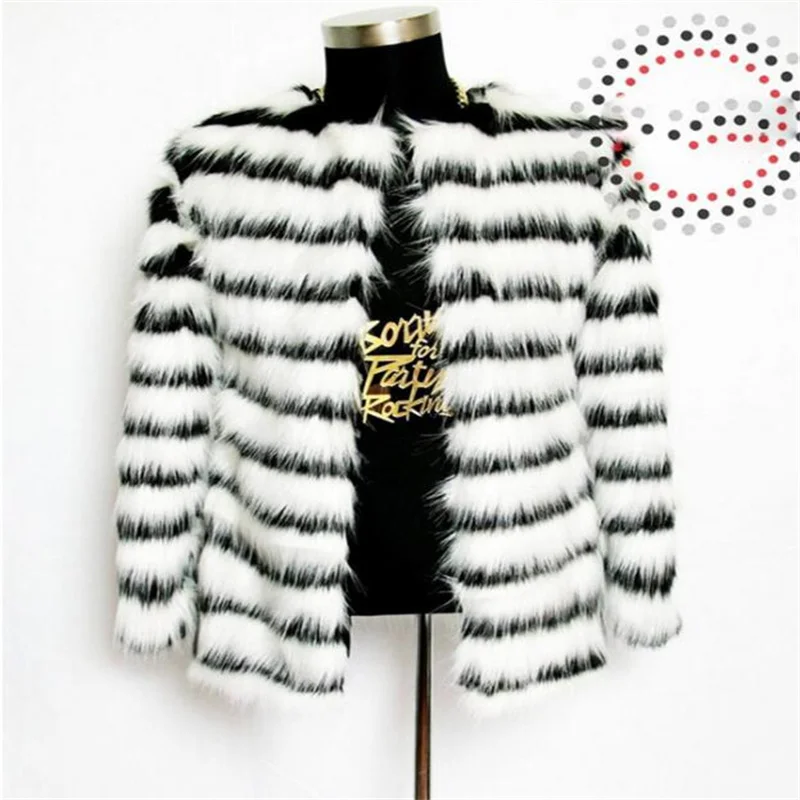 Women'S Fur Jacket Imitation Fox Coats American Bar Nightclub Performance Clothes Casual Warm Autumn Winer White