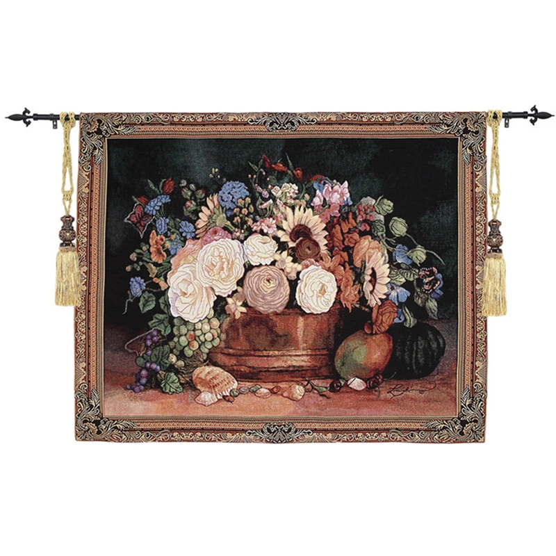 

High Quality Jacquard Tapestry The Sitting Room Background Wall Paintings The Flowers and Shell 104*138CM GT-XYP1200-1