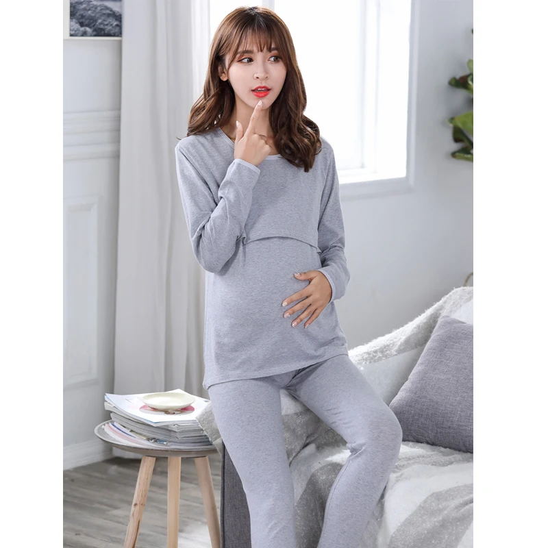 Пижама с длинными рукавами для мам и кормящих пижама беременных женщин 2