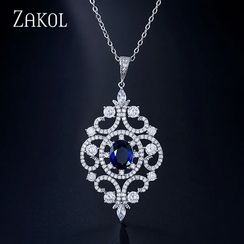 ZAKOL модные элегантные AAA+ кубический цирконий Хрустальная люстра свадебные подвески ожерелья для женщин Свадебная вечеринка ювелирные изделия FSNP2113