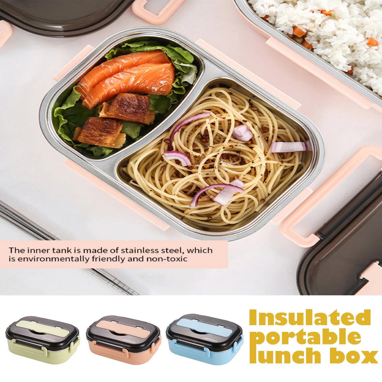 

Microwave Lunch Box Thermal Insulation Bento Box Tableware Wheat Straw Portable Food Container Box For Student Office Dinnerware