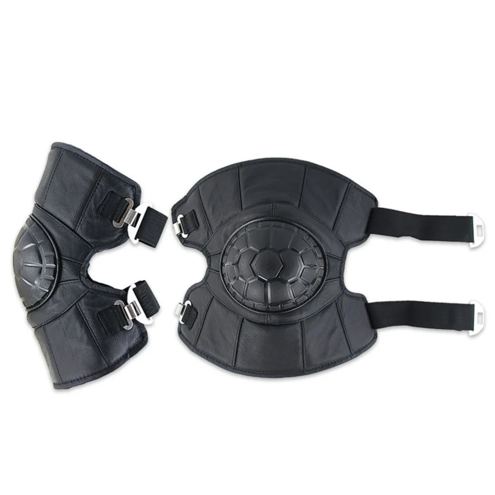 

1 Pair of Winter Knee Protector Thicken Plush Sports Protective Gear Support Keep Warm Cowhide Leather Knee Pads Small Turtle Sh