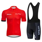Новый красный спортивный комплект из Джерси для велоспорта STRAVA, летняя велосипедная одежда, одежда для велоспорта, одежда для горных велосипедов, спортивный костюм для велоспорта
