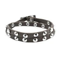 kirykle fashion casual gothic punk style rivet buckle belt pu leather bracelets for women charm wristband wrap bracelet