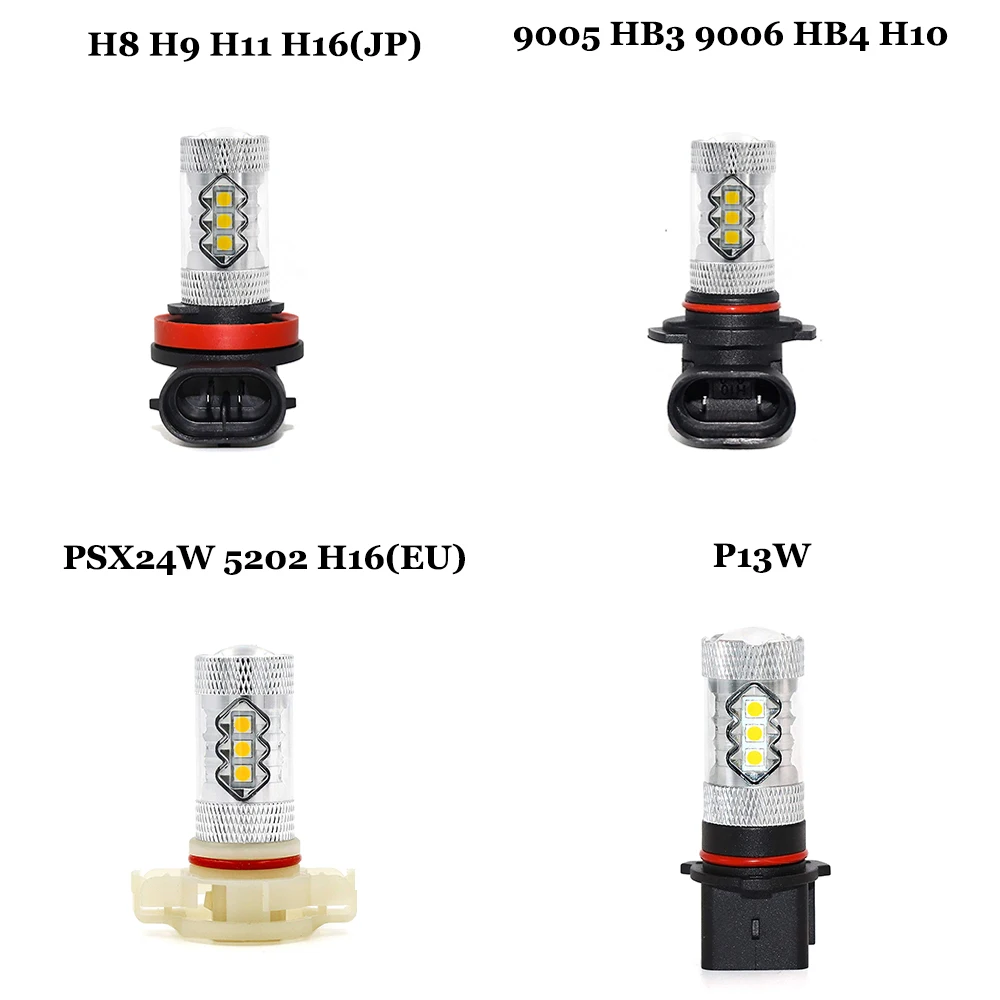 2X H8 H11 H9 9006 9005 H3 H10 P13W 5202 PS X 24W H16 светодиодный туман светильник лампы авто дальнего света DRL лампа 3000K желтый