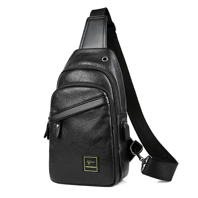 Роскошная брендовая кожаная мужская нагрудная Сумка кенгуру дорожная походная
