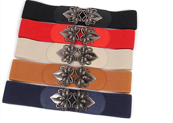 

Belt For Women Lady 2021 Fashion Flower Elastic Stretch Waist Wide Elasticated Waistbands Girls Dress Accessorie