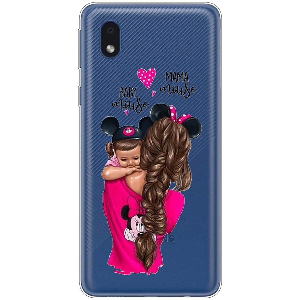 

silicon Case for Samsung Galaxy A01 Core Parent-child Transparent A01 Core Case Flexible Funda coque etui bumper Dirt-resistant