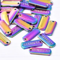 10pcs alloy fearless word plate charms pendant accessory rainbow color for jewelry making necklace earring metal bulk wholesale