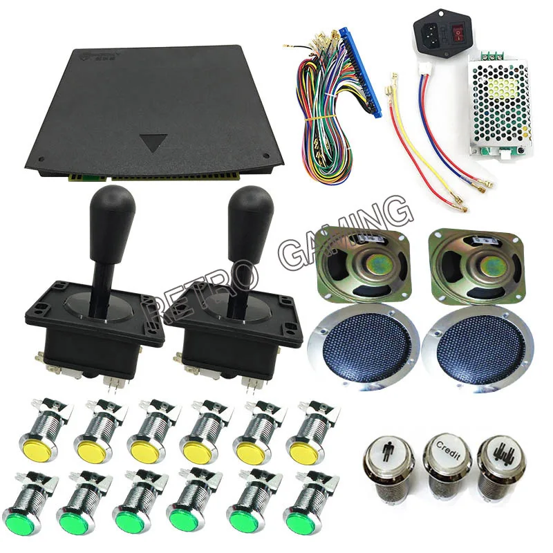 

DIY arcade kit for family game machine with pandora 520 in 1 jamma PCB board power supply LED push button zippy Joystick