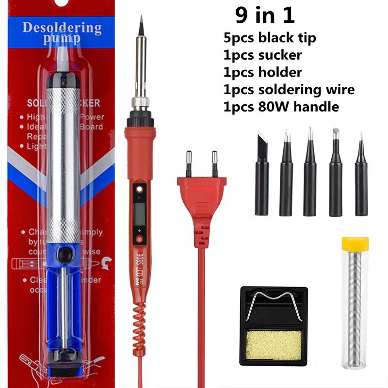Паяльник с регулируемой температурой 220 В 80 Вт ЖК-дисплей сварочные инструменты