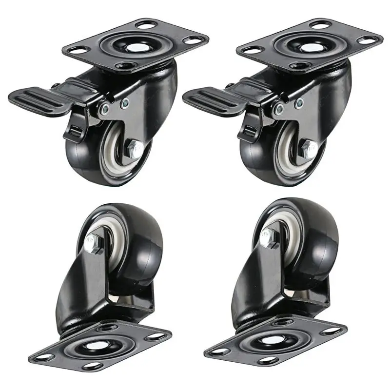 

4 Pack 2in Heavy Duty Caster Wheels Polyurethane PU Swivel Casters with 360 Degree Top Plate 220lb Total Capacity for Set of 4 (