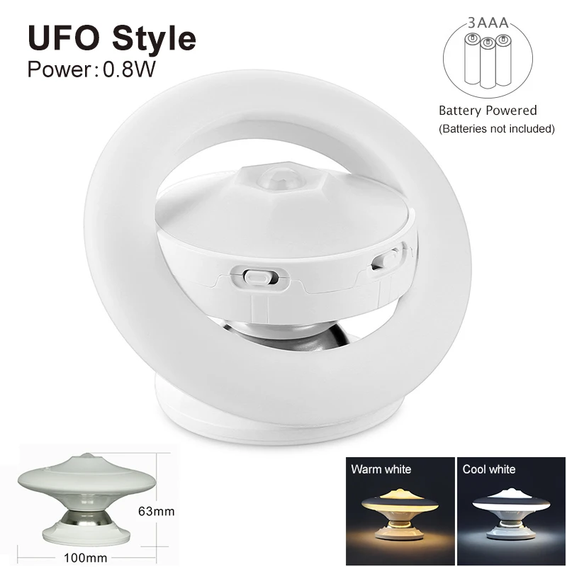 UFO style Светодиодный ночник 360 градусов вращения НЛО сенсор управление батарея ночник для детей гостиная спальня освещение ZYD0004 - Испускаемый цвет: UFO style