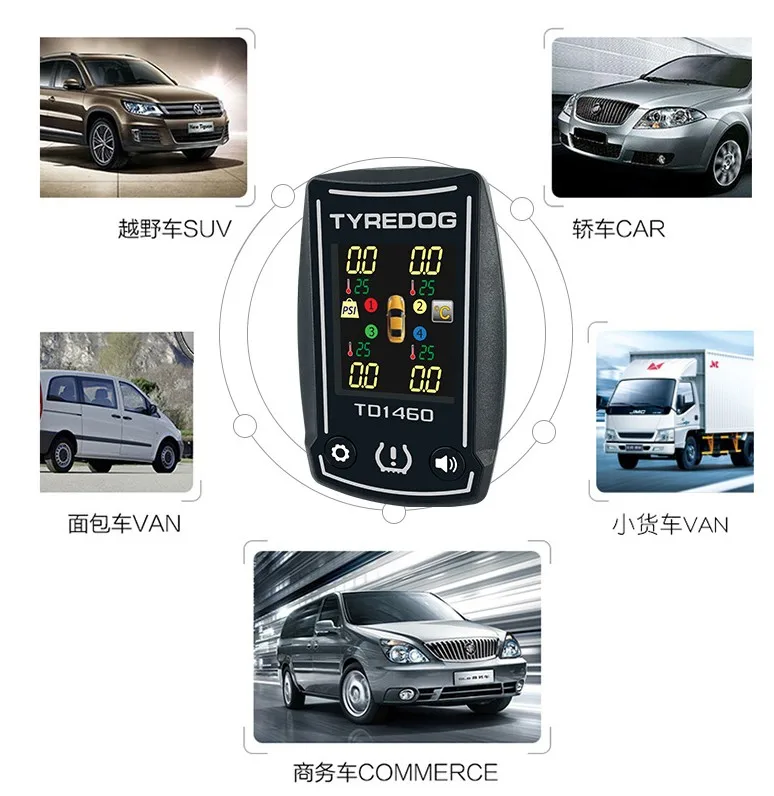 Горячее предложение! Распродажа! Tyredog TD1460 большой lcd беспроводной монитор давления в шинах система TPMS-черный