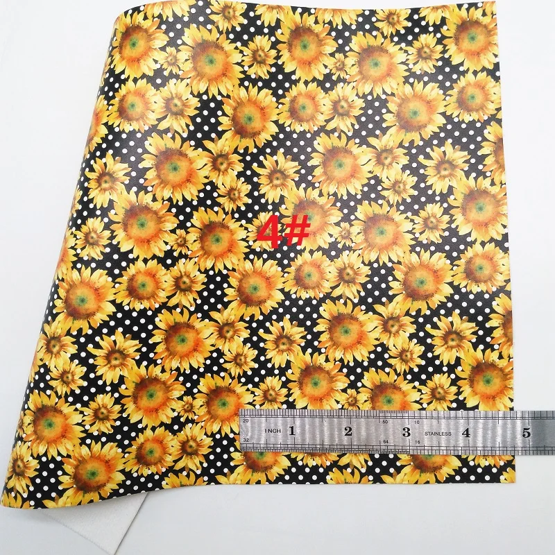 Радужная блестящая кожа черепа тыквы Подсолнухи печатная искусственная ткань