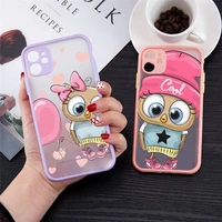 owl cute cartoon animal phone case matte transparent for iphone 7 8 11 12 13 plus mini x xs xr pro max cover