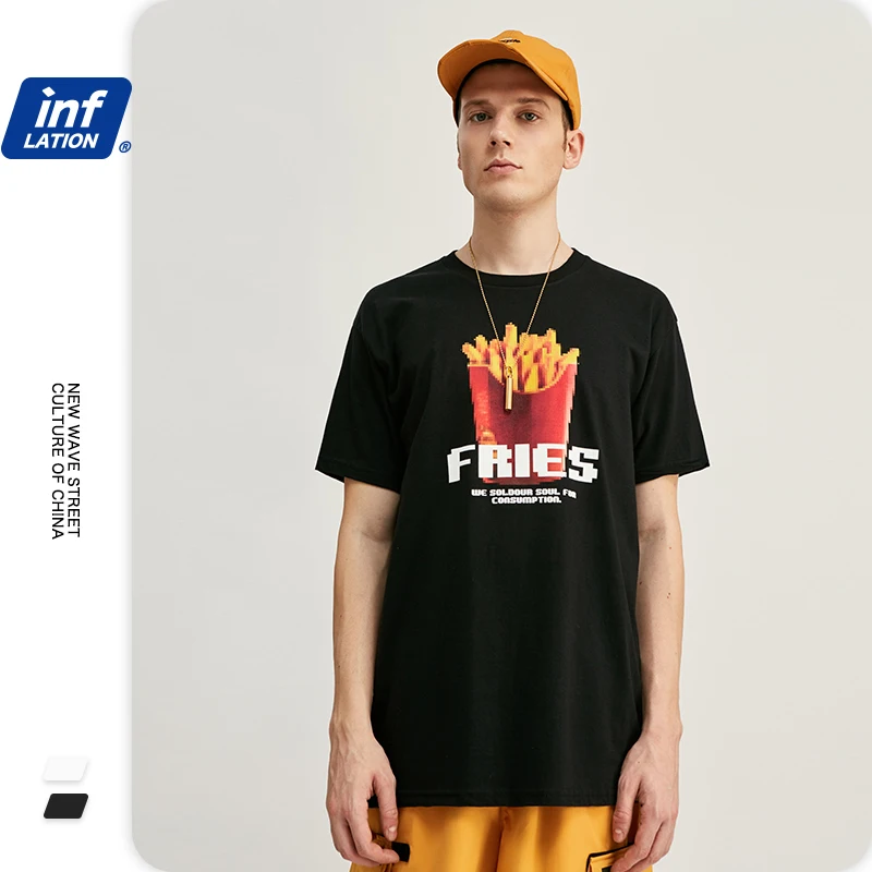 Мужская футболка с принтом INFLATION хлопковая коротким рукавом и круглым вырезом в