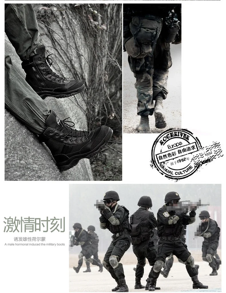 Unisex High Top Military Tactical Boots Men Leather Outdoor Waterproof Hunting Boots Women High Quality Camo Desert Magnum Boots