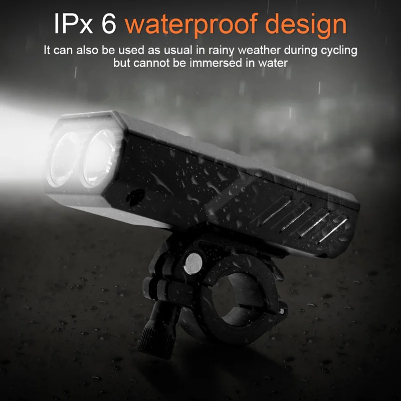 

USB Rechargeable Bike Light Double LED Headlight MTB Road Front Head Lamp Cycling Outdoor Camping Powerful Flashlight 6 Modes