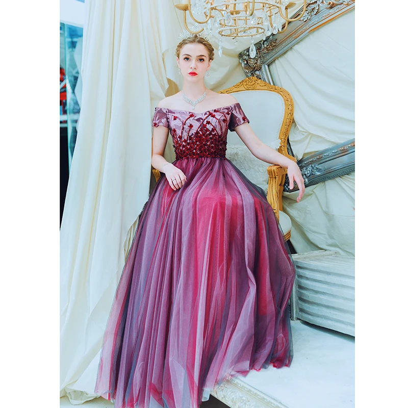 SSYfashion Новый вырез лодочкой с открытыми плечами на шнуровке до пола Длина длинные