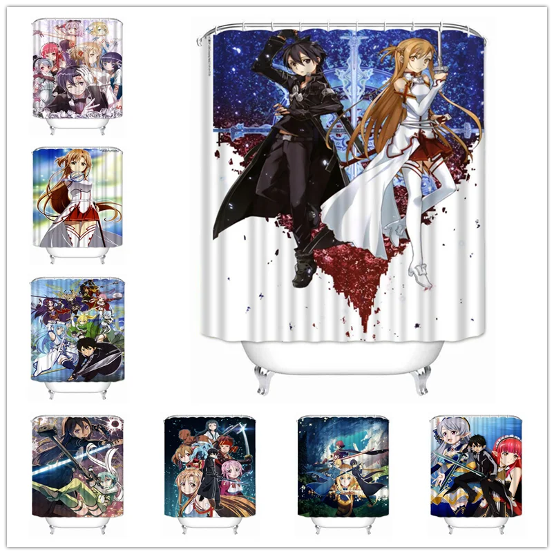 

Musife Custom High Quality Sword Art Online Shower Curtain Waterproof Bathroom Polyester Fabric Bathroom Curtain