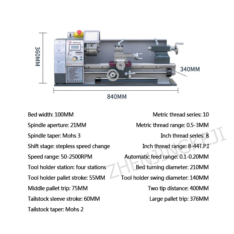 Малый токарный станок WM210V по металлу для бытовых станков Настольный инструмент