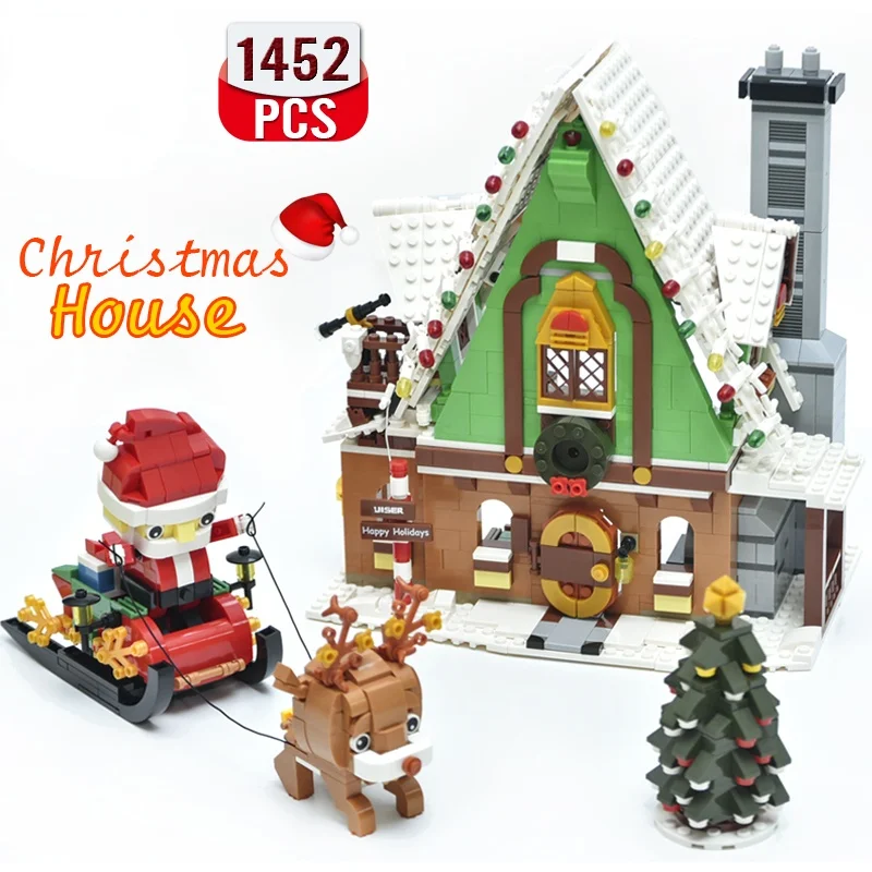 

Building Blocks Creative Santa Claus Elf Club House High-Tech with Girls Friends Bricks Toys Kid's Holiday Gifts