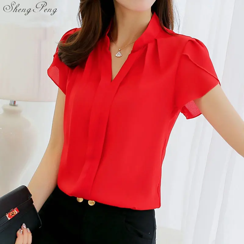 Женские топы и блузки шифоновые женские с коротким рукавом белые рубашки