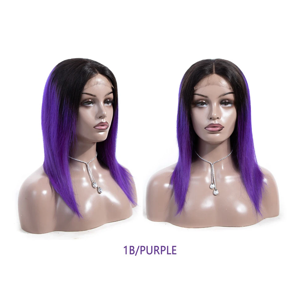 Накладные человеческие волосы 1B/синий/фиолетовый/зеленый/красный прямые