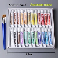 professional 24 colors 12ml acrylic paint set nail art painting water resistant paint for fabric drawing tools for kids diy