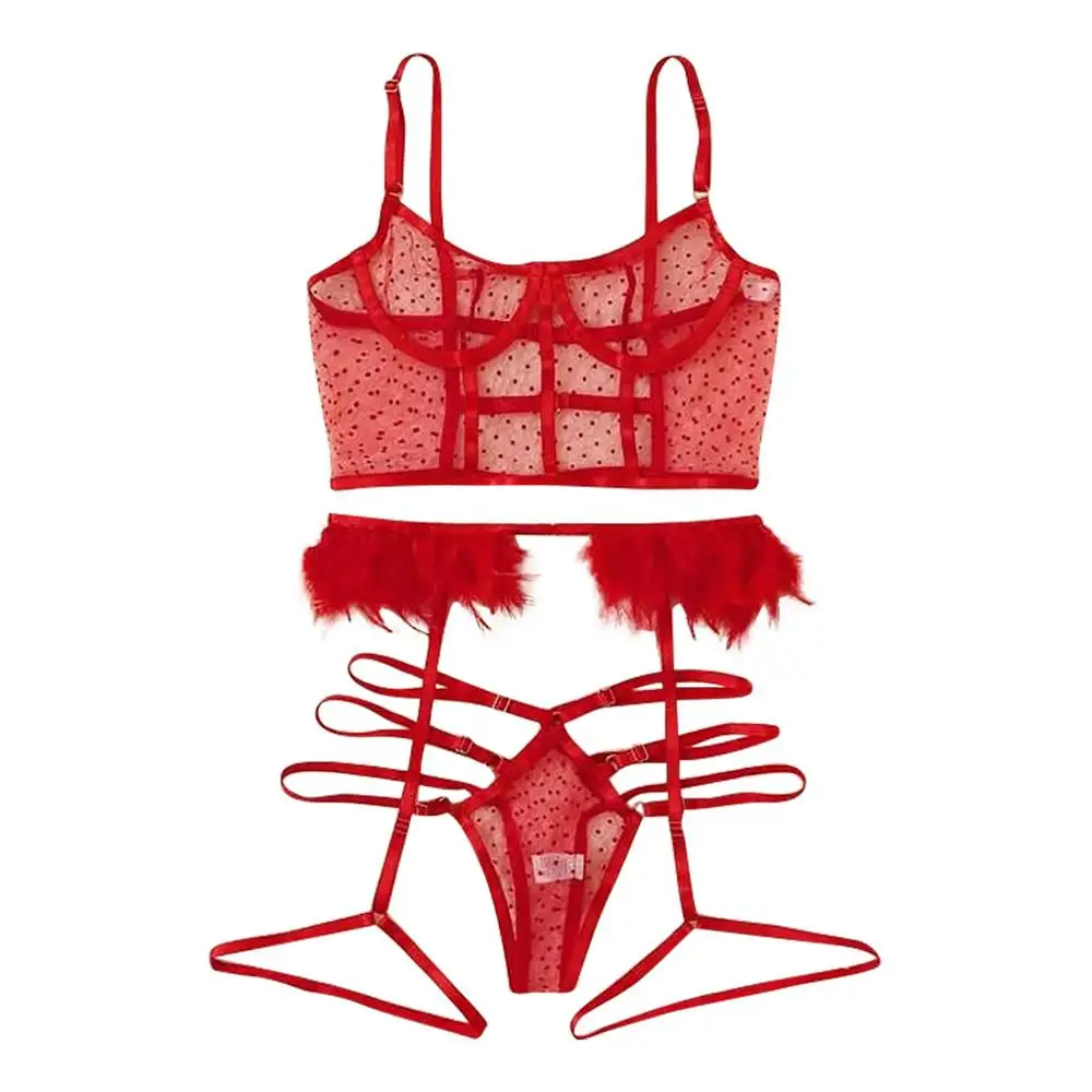A Ensemble белье dentelle женское белье полые кружева сплит бюстгальтер+ трусики+ подвязки женское нижнее белье T - Цвет: A