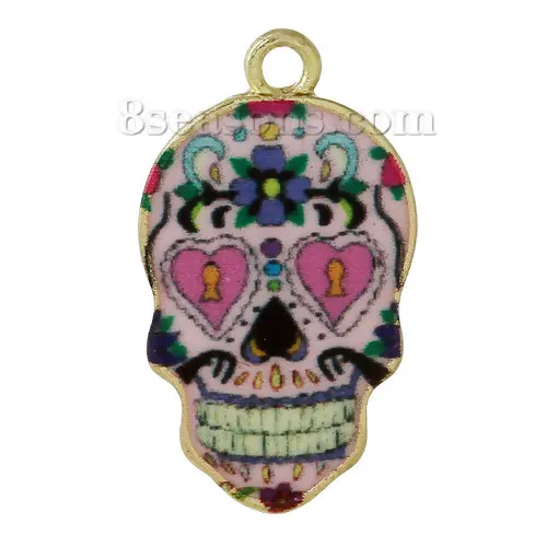 Шармы День мертвецов из цинкового сплава подвески сахар Череп золотой цвет