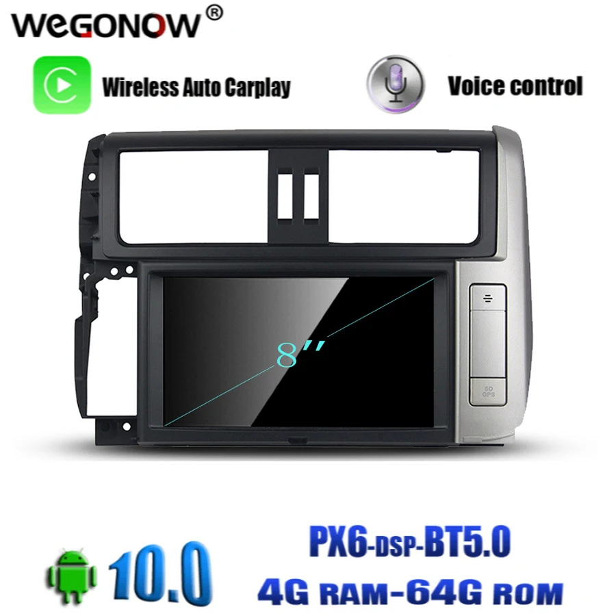 HD DSP IPS Android 10 0 4G 64G Восьмиядерный автомобильный DVD плеер для Toyota PRADO 2010 2011 2012 2013 Wifi LTE