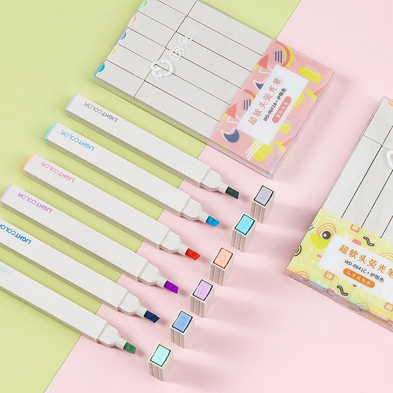 

6pcs/set Soft Nib Light-colored Marker Pen Kawaii Marker Pen DIY Photo Album Fluorescent Diary Pen Student Stationery