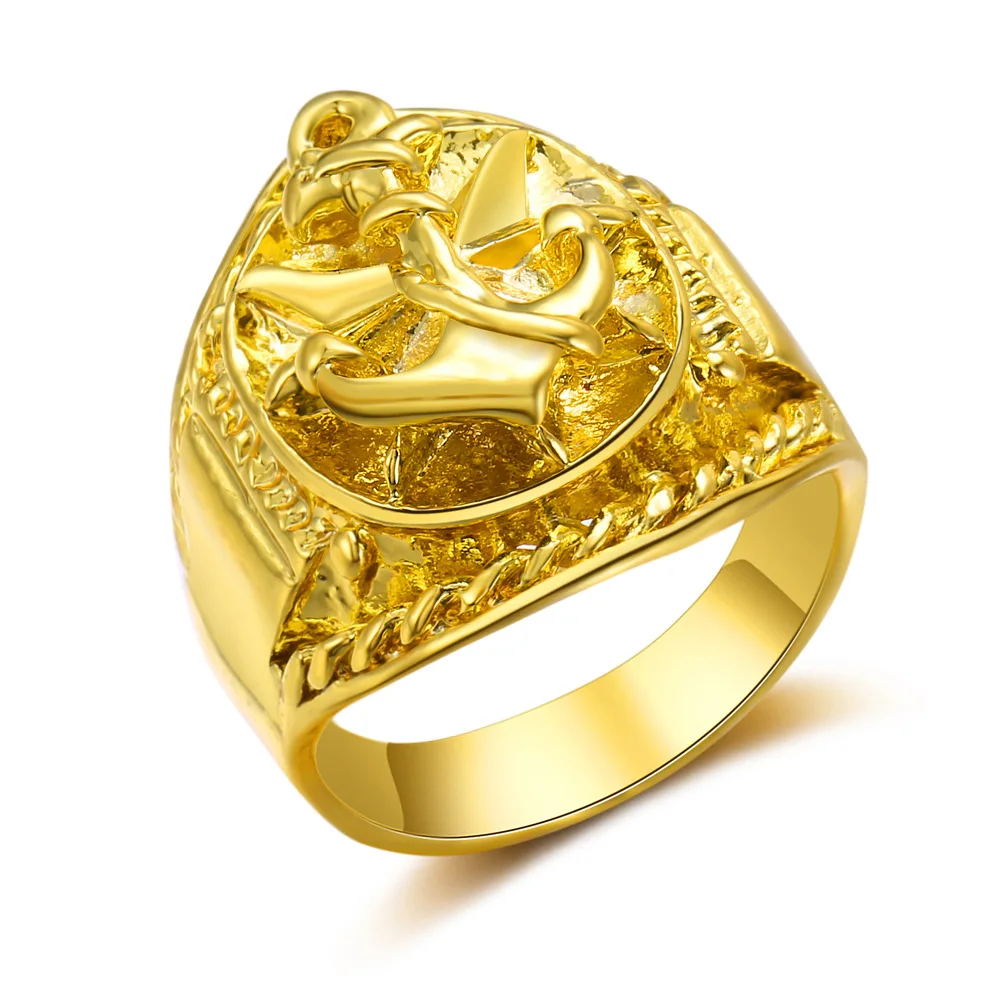 Винтажное позолоченное якорное кольцо мотоциклетная вечеринка антикварное