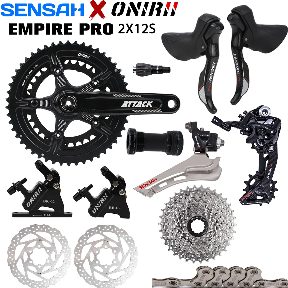 

SENSAH EMPIRE PRO 2x12 Speed Carbon Fiber Road bike Bike Groupset Derailleur ONIRII Crank Hydraulic Disc Brake New