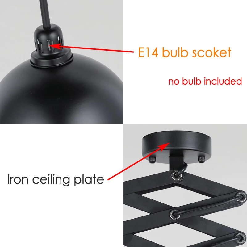 Подвесные светильники в стиле ретро железная черная люстра регулируемый