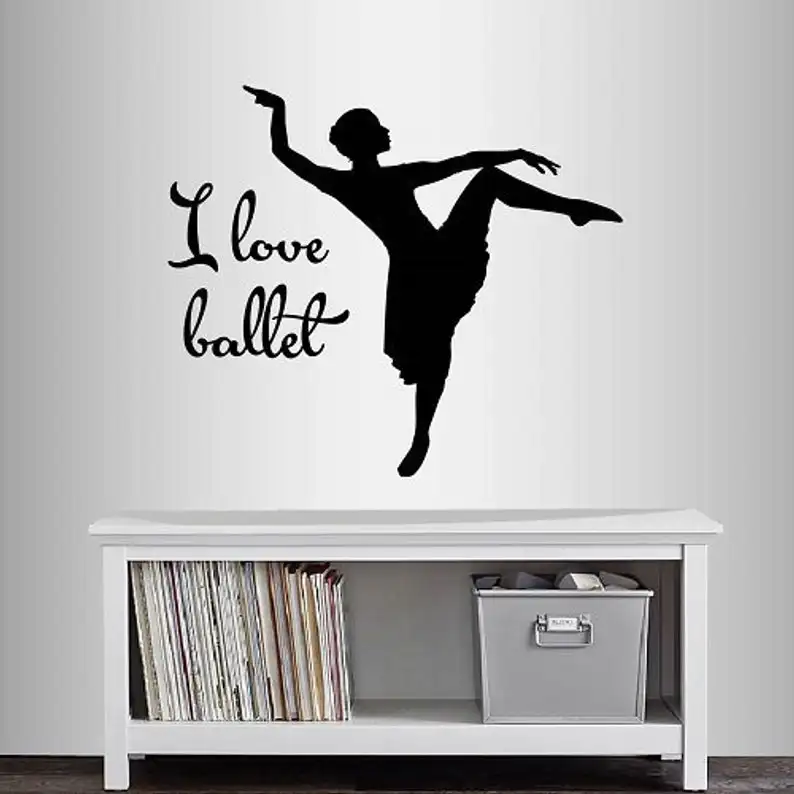 

Настенная виниловая Фреска с надписью «I Love Ballet», балерина, танцор, балета, танцевальная женщина, женщина, комната, фреска, дизайн, декор для с...