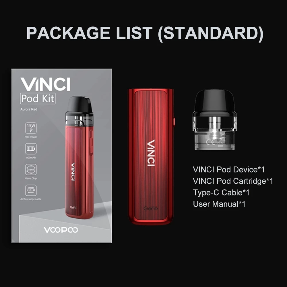 Оригинальный комплект VOOPOO Vinci аккумулятор 800 мАч набор картриджей 2 мл Ом VS Uwell Aeglos