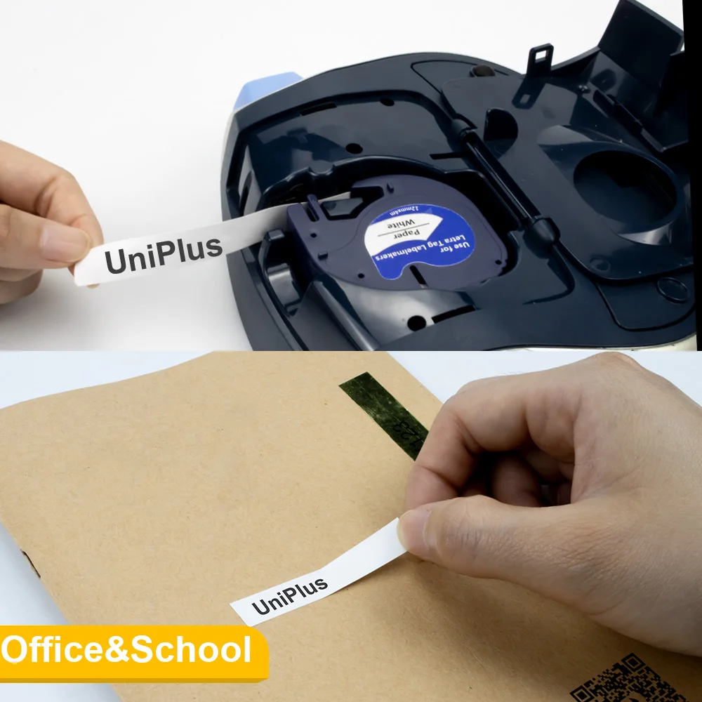 UniPlus 12 мм черно-белые 91330 совместимые с Dymo Letratag бумажные этикетки ленты лента