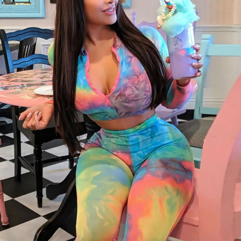 Женский комплект из 2 предметов укороченный топ на молнии с длинным рукавом и