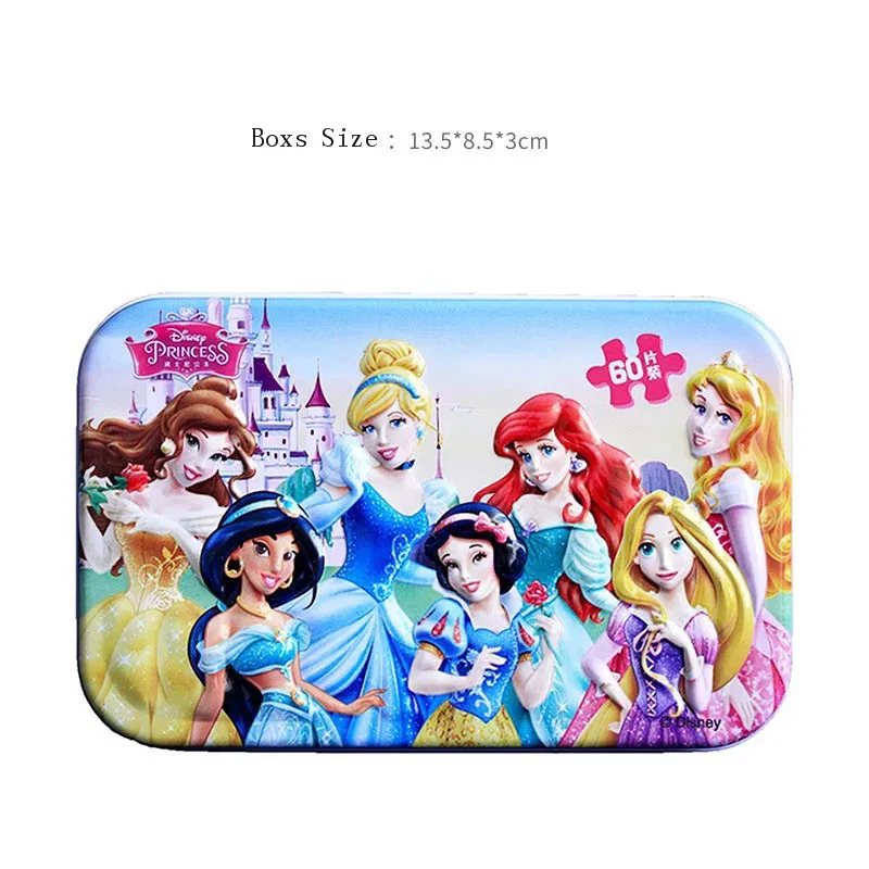 Six Princess Дисней Замороженный автомобиль мультфильм 60 кусочков Маленький кусок головоломка игрушка Дети деревянные Высококачественные пазлы детские развивающие игрушки для ребенка - Цвет: Six Princess
