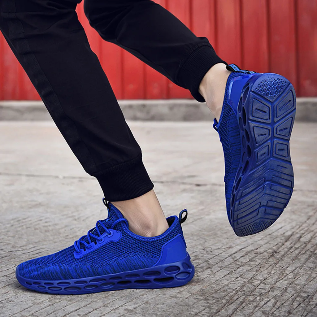 

Men Casual Running Shoes Breathable Sport Comfortable Footwear Sneaker Thick bottom Solid Color Red Hollow Out zapatillas hombre