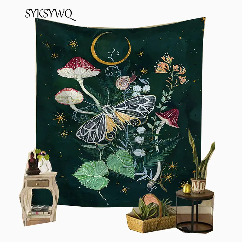

moon mushroom tapestry psychedelic wall hanging new arrival bohemian wall carpet wanddoek