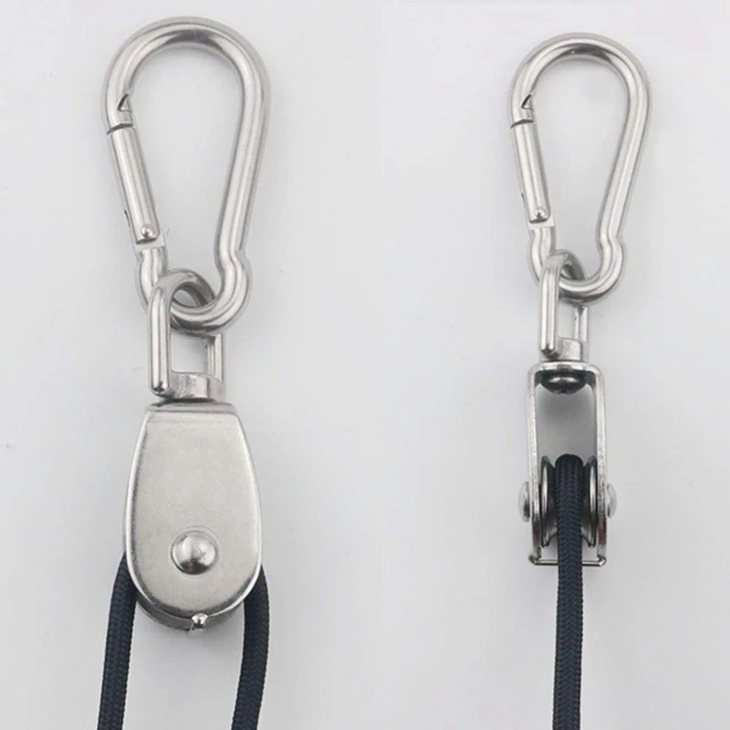 

10 Pcs 304 Stainless Steel M15 Single Pulley,Swivel Lifting Wire Rope Suspension Traction Wheel,with 10 Spring Snap Hook